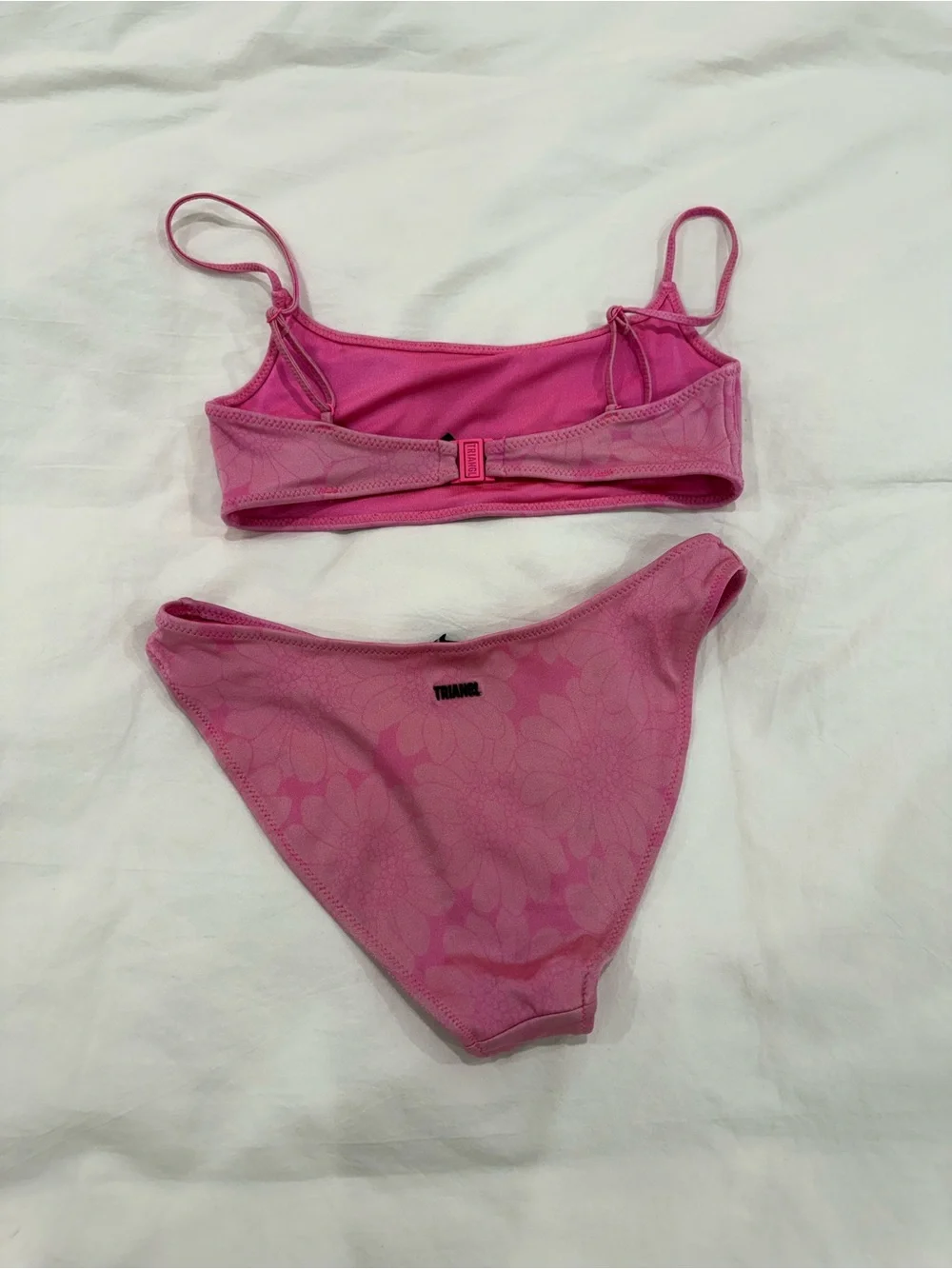 triangl swimwear Pink Floral Scoop Bikini Set with Jacquard Detail
